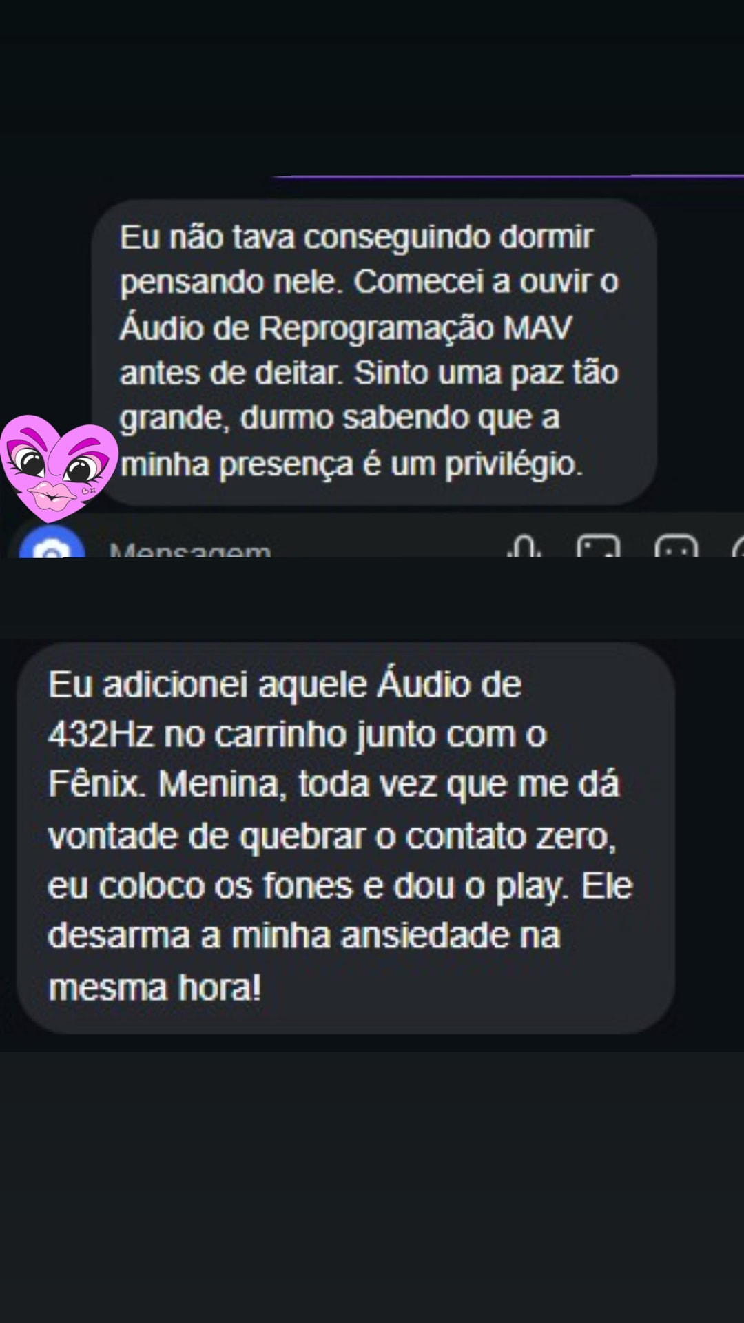 Aluna conta que o áudio de reprogramação desarma a ansiedade
